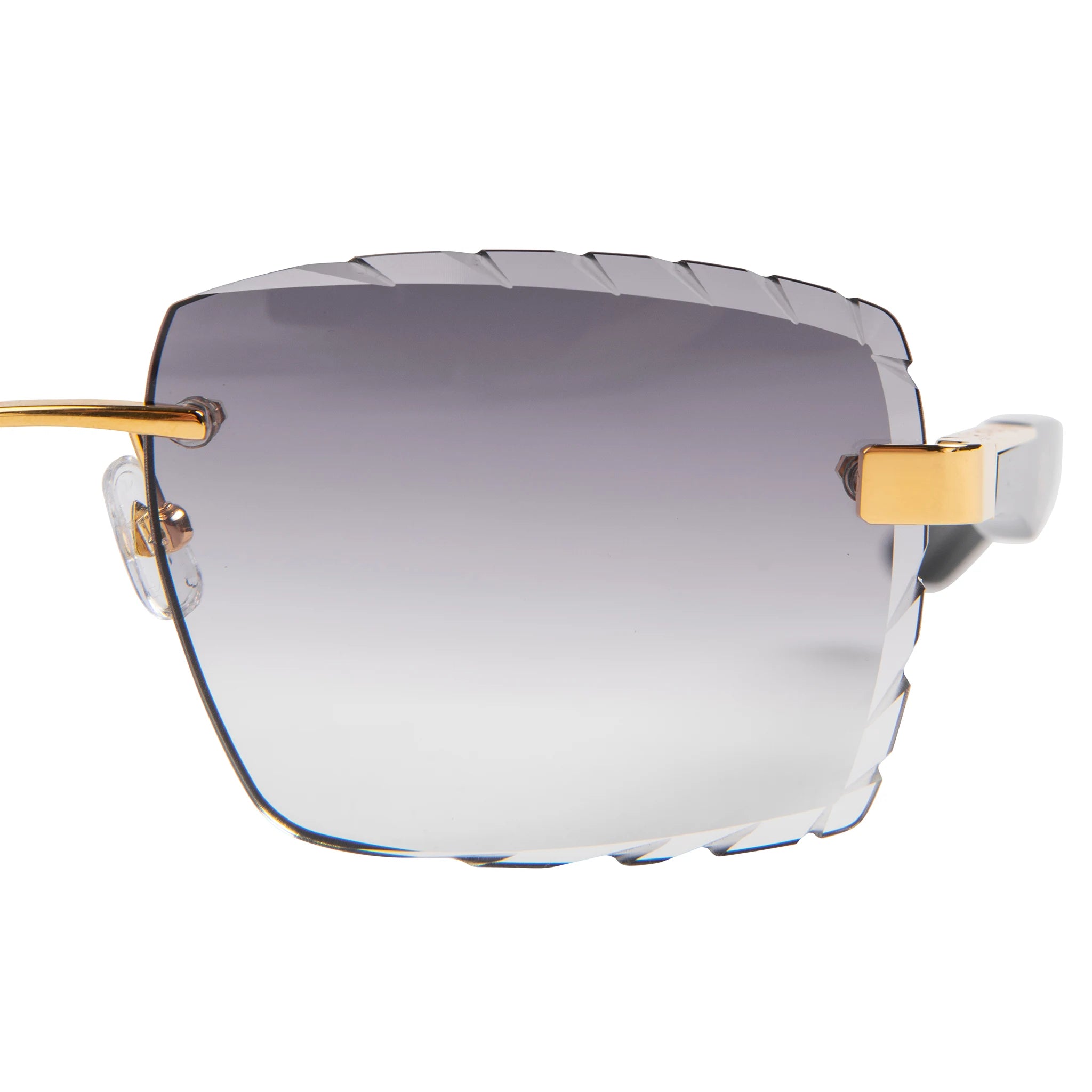 Lens view of Maybach Eyewear The Artist III P-WCW-Z25 Custom Black Grey Diamond Cut Sunglasses